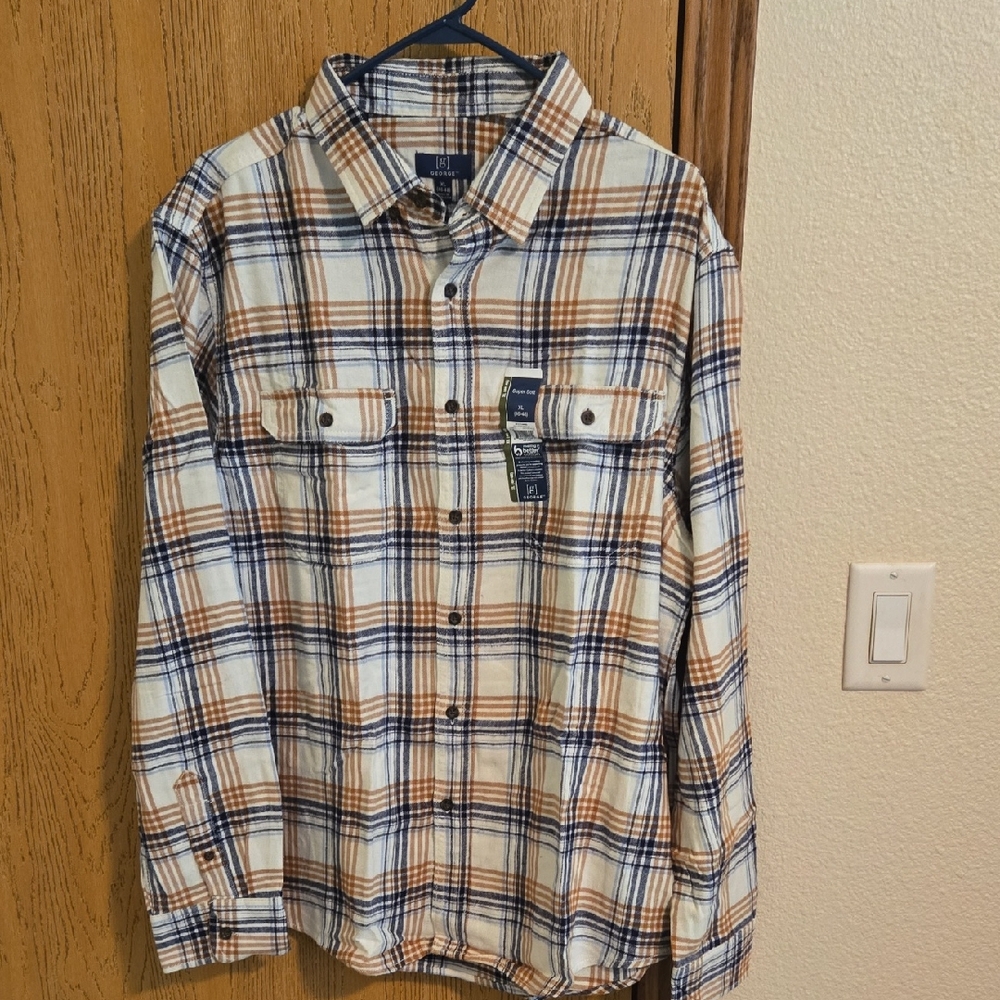 Men's George XL Plaid Button Long Sleeve Flannel Shirt